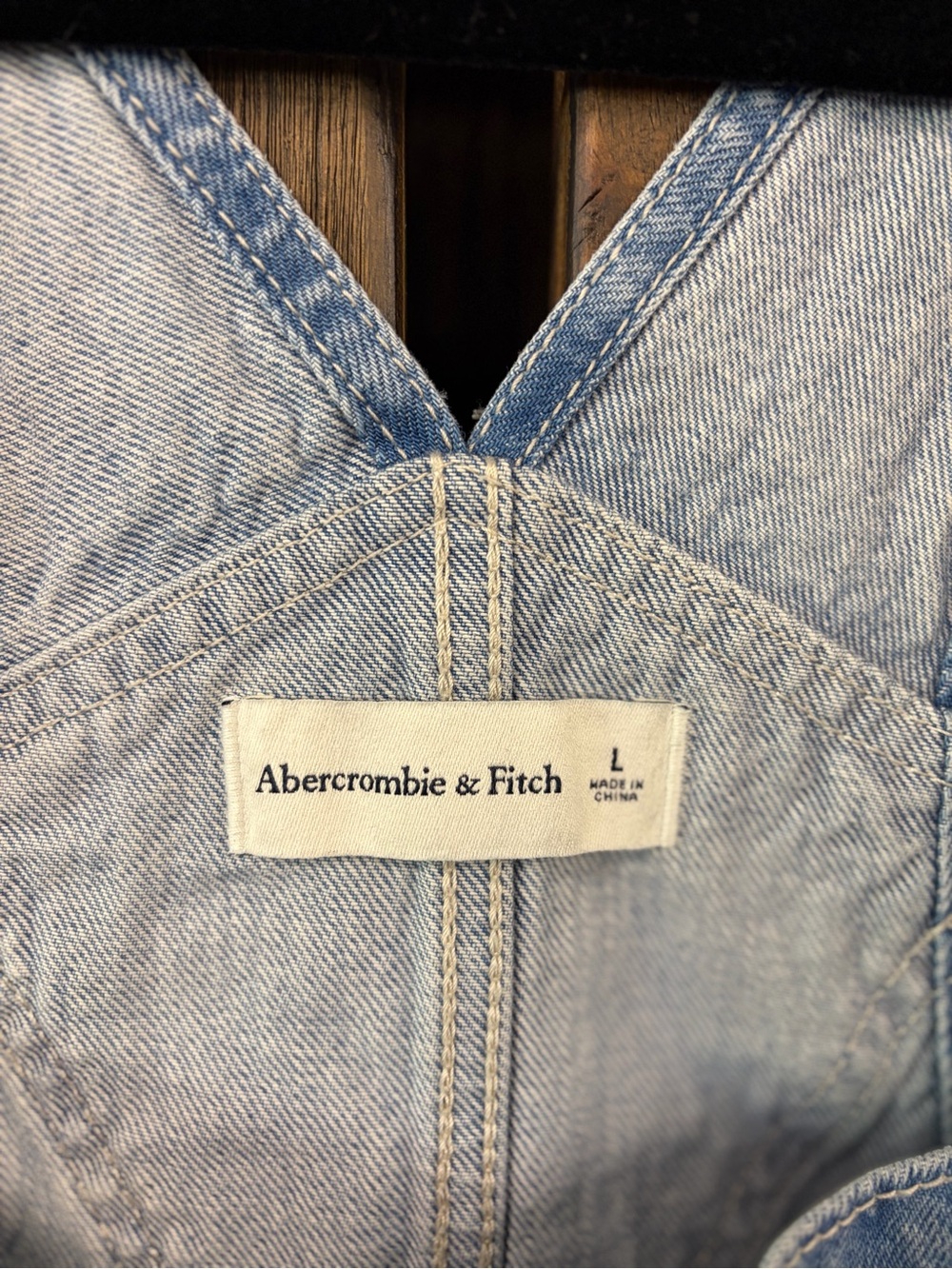 Abercrombie & Fitch Classic Relaxed Denim Straight Leg Overalls Size Large - Picture 6 of 7